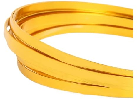 Aluminiumtråd platt aluminiumtråd 5 mm x 1 (bredd 3,0, tjocklek mm) mjuk metall för blomsterhandlare för DIY, nyckelband för smycken, hantverkstillverkning(guld)