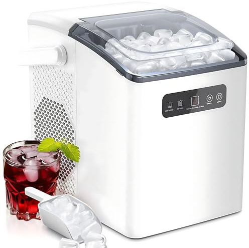 Macchina per produttore di ghiaccio, produttore di ghiaccio portatile completamente automatico - 12 kg/24 ore, produce 8 cubi in 6 minuti, autopulente e rumore basso, con pala di ghiaccio per casa
