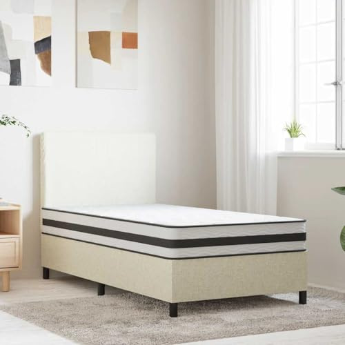 QUAHEAS Bonnell madrass fjäderkärna medium 120 x 200 cm, ventilerande sovunderlag med tvättbart överdrag, 21 cm höjd, ergonomiskt vadderad, bekväm rullmadrass för sovrum