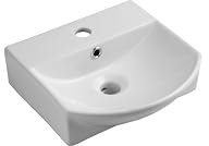 iBathUK Modern Wall Hung Curved Counter Top Ceramic Wash Basin Sink