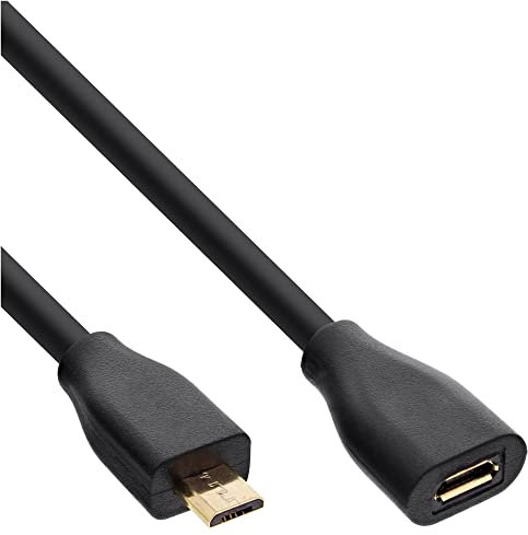 InLine 22520 Cavo Micro USB 2.0, Prolunga, Type Micro-B Maschio/Femmina, Pin Dorati, 1.5 m, Nero