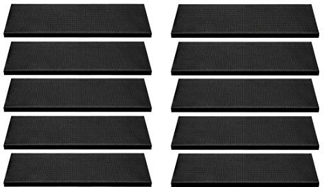 BigDean 10er Set Stufenmatte aus Gummi - 75x25cm - mit Winkelkante, rutschfest, für Innen- und Außentreppen - Trotzt Wind und Wetter, für sicheres Treppensteigen