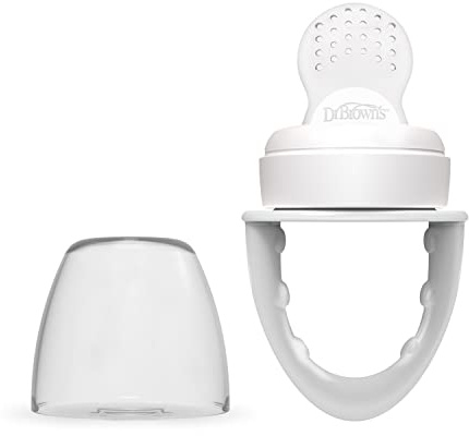 Dr. Brown’s Alimentador Antiahogo para Bebés a Partir de 4 Meses – Chupete Mordedor con Bulbo de Silicona Apto para Introducir Sólidos en la Alimentación del Bebé – Sin BPA – Gris