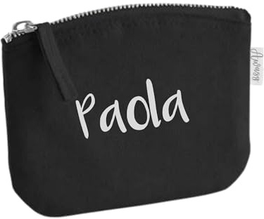 minimutz Schminktasche für Mädchen | personalisiert mit Namensdruck | kleine Kosmetiktasche für Kinder inkl. Name | Make-up Täschchen mit Reißverschluss | Abmessungen: 14,5cm x 11cm (schwarz)