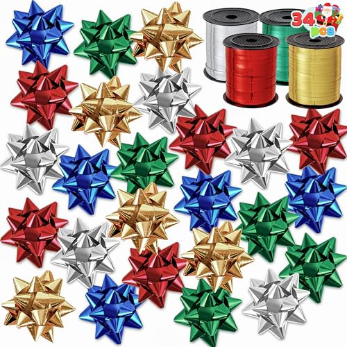 JOYIN 4 Packungen Bastband für Weihnachtsverpackungen, Geschenkverpackungen, Bindfaden für Bastelarbeiten