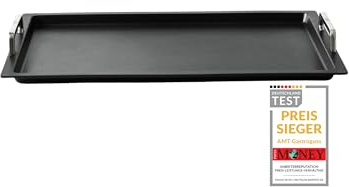 Klaus grillt Gastronorm – Plancha GN 1/1 para inducción by AMT Gastroguss, 53 x 33 cm, 2 cm de alto, con asas de acero inoxidable, revestimiento antiadherente Lotan® AMZN-KG-I-25333-G
