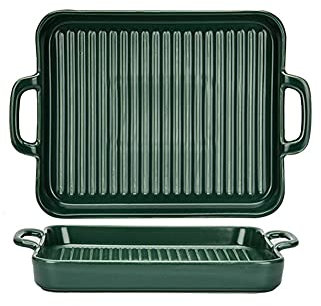 cooking teglia forno 2 pezzi Bakeware in ceramica, teglia quadrata, teglia da forno rettangolare con doppio manico, teglia per cake cena per torta, cucina, serie di texture, 9.5 / 10 pollici teglie da