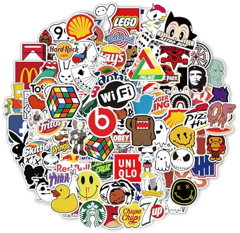Adesivi alla moda, 100 pezzi, adesivi per computer portatile, impermeabili, fantastici adesivi per valigia, bottiglie, skateboard, auto, bicicletta, chitarra, graffiti