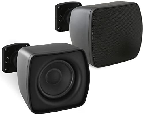 Pyle PD4STP PD4STP - Mini altoparlante satellitare a montaggio superficiale da 3 '' per subwoofer (coppia), uso per sistema di altoparlanti satellitari, design elegante e minimalista
