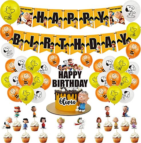 Birthday Decorations Party Balloons Happy Birthday Banner Cake Topper Decorations for Kids Theme Birthday Party Supplies