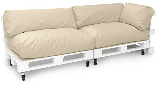 Spatium Jumbo XXL Palettenkissen Set abnehmbar Bezug wasserdicht gesteppt Palettenpolster Palettenauflage Palettensofa (Beige, 5er Set)
