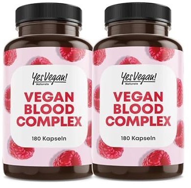 Eisen hochdosiert (2x 180 Kapseln) mit Vitamin A, B2 und B12, Folsäure, Vitamin C und Superfoods - gegen Eisenmangel