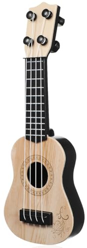 SAFIGLE Mini ukulélé jouet pour enfants : 25 cm, guitare à 4 cordes pour l'éducation musicale, jouet éducatif amusant, cadeau pour enfants, en plastique beige