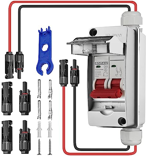 trennschalter PV-Anlage, dc Leistungsschalter IP65 Wasserdicht 32A 500V für Photovoltaik-Modul-Anlage Solaranlage Balkonkraftwerk