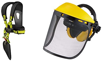 Ryobi 5132002706 Harnais pour débroussailleuse RAC138 & OREGON - Visière en Maille d'Acier & Protège-Oreilles Réglable, Protection du Visage, du Front et des Oreilles