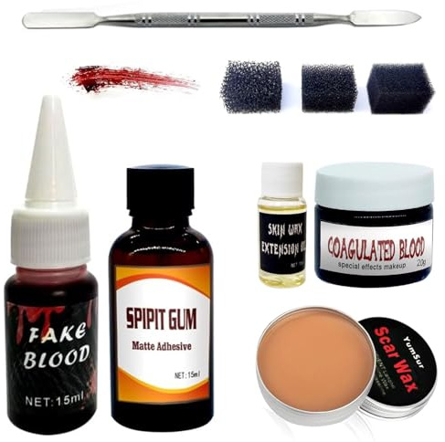 Sfx Makeup Kit,Modellierung Narbe Wachs ,Fake Blut Schorf ,Spatel,Halloween Special Effects Makeup Kit für Fake Narben,Schnitte,Wunde,Kratzer auf Zombie Vampir