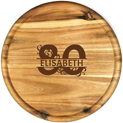 Sterngraf Pizzateller mit Gravur (Name) personalisiertes Holz Pizza-Brett 32cm Akazienholz - Geschenkidee Geburtstag/Jubiläum, MotivPZ Zahl