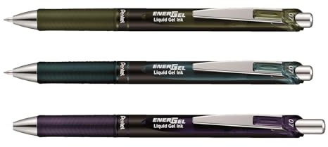 Pentel EnerGel XM BL77A2 Gelschreiber mit Druckmechanik, olive-schwarz (1 Stück)