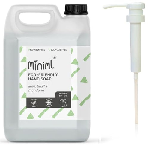 Generic Miniml Hand Soap Wash Liquid 5L Refill and 5L Pump - Lime, Basil & Mandarin Infused Hand, Skin & Body Wash Gel for Soft and Sensitive Skin Care - 100% Vegan & Cruelty Free