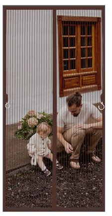 HURUMA Insektenschutz Fliegengitter Tür Alurahmen Insektenschutzgitter Dachfenster für Balkontür und Terrassentür, Braun 95x215cm(37x85inch)