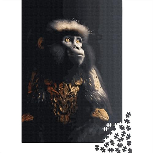 FUmoney Gold Monkey Holzpuzzlespiel 1000 Puzzleteile Kreatives Puzzle für Teenager Erwachsene Kreatives Dekompressionsspielzeug Puzzles 1000 Stück (75 x 50 cm)