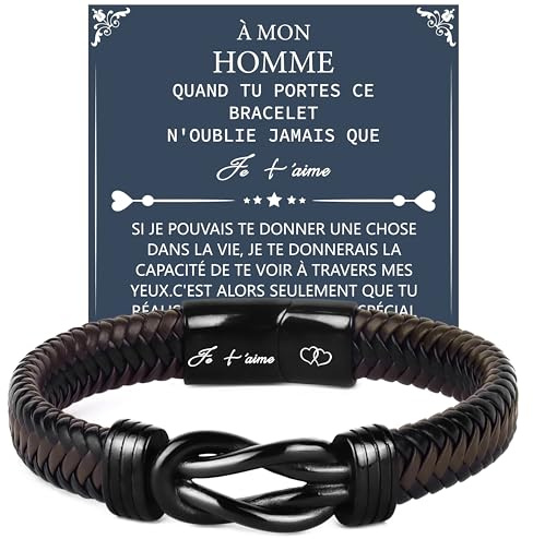 Merclix Cadeau Homme Bracelet pour Papa, Grand-Père, Mari, Copain - Saint Valentin, Fête des Mères, Noël