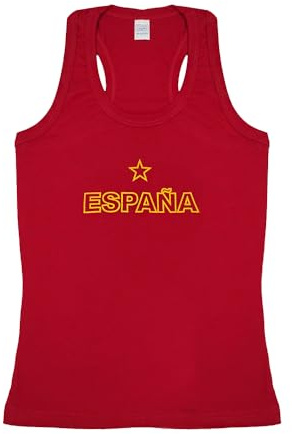 Camiseta de Tirantes de España, Camiseta Sin Mangas Española, Tank Top, Roja de España, Corte sin Mangas, de Deporte, Unisex (XL)