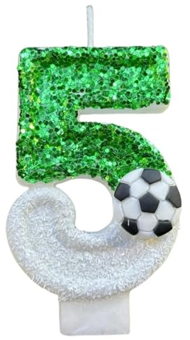 Numerical Candles - Numerical Cake Candles, Cute Sequin Decorated Candles | Adorable Sparkly Cake Toppers with Football Theme and Numbers, Versatile Party Favors for Kids