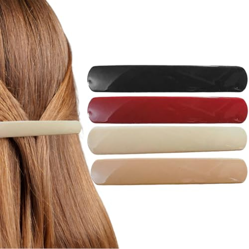 EYVRPAU Pack de 4 Barrettes Cheveux Femme Automatiques, Grandes et Classiques Pour Cheveux Epais et Fins - Chic et Bebe