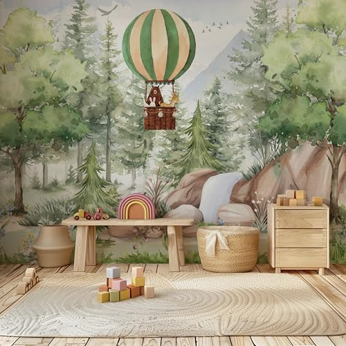 Papel Pintado Infantil Bosque Animales, Fotomurales Pared Tejido, bosque para habitación infantil, árboles, decoración de paredes, papel pintado de acuarela personalizado papel pintado de niños