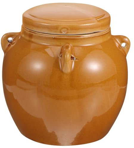 BUGUUYO Ceramic Honey Jar with Lid Medium 2lb Sealed Vintage Style Pickle Container for Kitchen Storage and Food Preservation