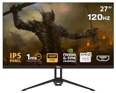 Twisted Minds TM27FHD120IPS 27 Inch Gaming Monitor Black, FHD 1080P IPS, 120Hz, 1ms MPRT, HDMI 2.1, DisplayPort 1.4, Adaptive Sync, Built-In Speakers, Low Blue Light, VESA 75x75, PC & PS5 Compatible