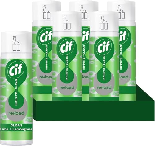 Cif Infinite Clean Lime & Lemongrass with probiotics technology All in One Cleaner Reload for a long-lasting clean* 280 ml - Case pack of 6