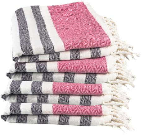 9Threads Cotton Turkish Beach Towel with Towels Oversized 36x72 Pool Absorbent Extra Large Quick Dry Sand Travel Towel (Rosé Obsidian, 4 Pack)