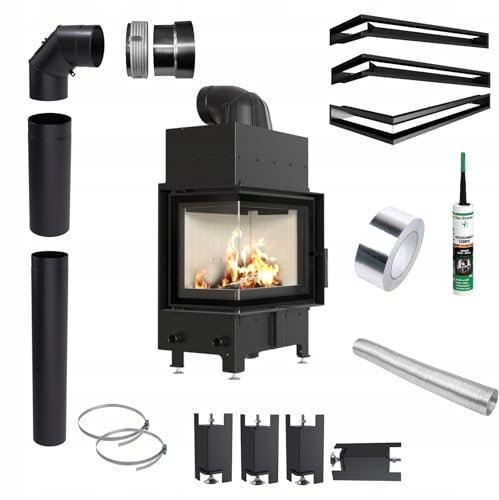 KRATKI Camino in acciaio a legna 8kW FLOKI set 160fi Camino moderno Eco-design EEK A