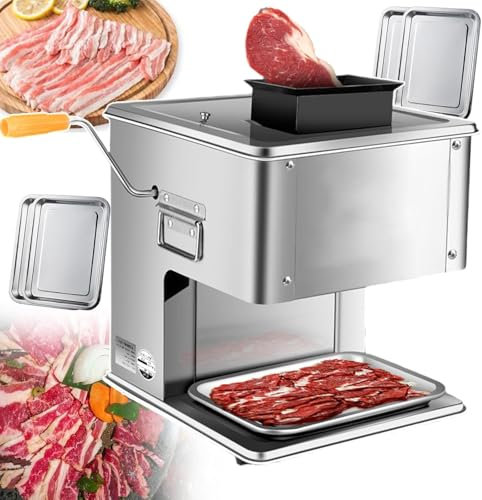 LLHTTDMBDFC Cortafiambres, Cortadora De Fiambre, Máquina trituradora de Carne con Espesor de Corte Ajustable 10 mm/13 mm/15 mm/21 mm | Uso Comercial y doméstico(15mm)