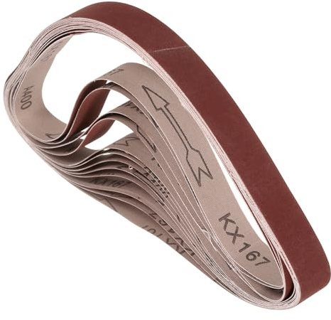 Kozelo 10 Pcs Bandas de Lijado 25mm x 457mm 400 Grano Óxido de Aluminio Papel de Lija Abrasivo para Lijadora de Banda Pulido de Metal Trabajo en Madera Eliminación de Óxido
