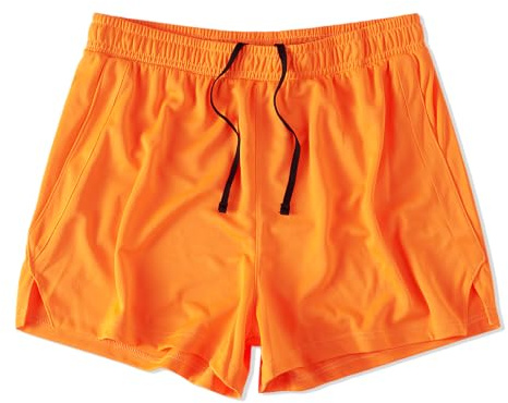 Amy Coulee män 7,5 cm lätt gym nät korta sportbyxor med slits, apelsin, M