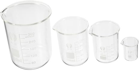 NAMOARLY 4piezas Vasos Medidores De Vidrio De Borosilicato Con Escala Transparente y Ergonómico Para Laboratorio Química Investigación y Educación