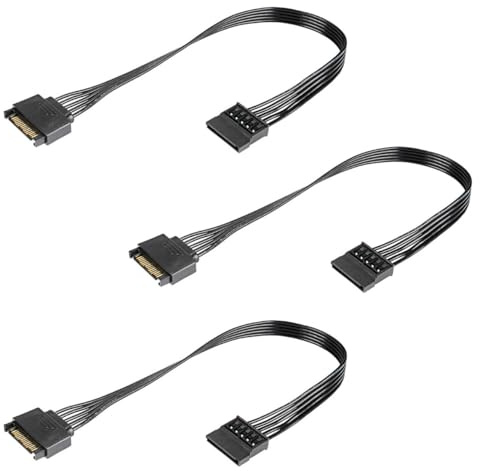 GERUI 3-pack 15-stifts SATA strömförlängningskabel adapter SATA hane till hona platt kabel för hårddisk strömförsörjning HDD SSD DVD brännare hårddisk 32 cm (3)