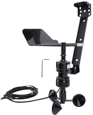 Wind Speed Direction Sensor, Integrato Anemometro con 3 Coppe, IP64 Impermeabile, 9V - 30V - Alta Precisione, Alluminio Robusto, Uso Professionale Esterno