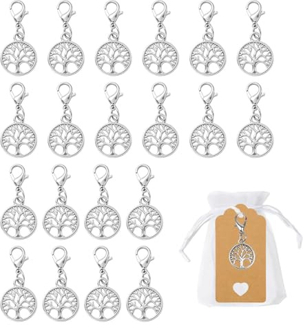 JOVYTH 20 Pezzi Portachiavi Albero della Vita, Ciondoli Portafortuna Smaltati con Moschettone, Natale, Matrimonio, Battesimo, Comunione, Regalo Ricordo per Laurea e Compleanno