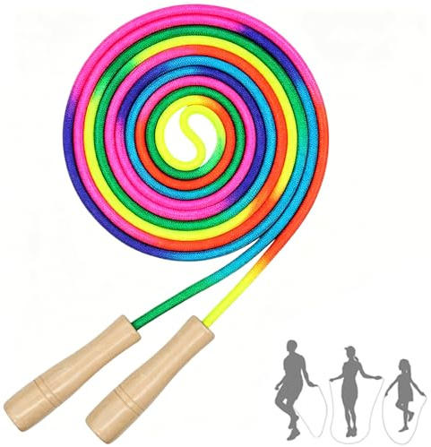 Skipping Rope, Long Skipping Rope for Children, Jump Rope for Kids French Skipping Elastic Rope, 2.8 Metre Rainbow Cord Skipping Ropes for Girls and Boys