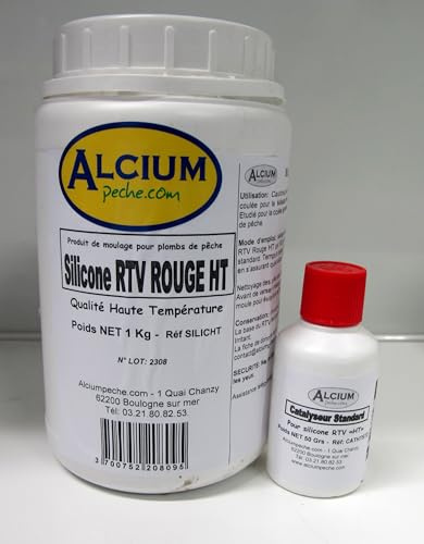 ALCIUMPECHE Silicone RTV Rouge Haute Température pour plombs HT 1kg avec durcisseur 50g