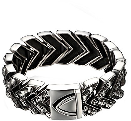 OIDEA Herren RockTotenkopf Armband: Schädel Schwer Gliederkette Armkette Punk Gotik Skull Armreif Skull Punk mit Magnetverschluss Handgelenk Geschenk für Männer Familie Freund