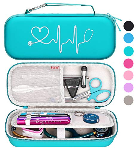 BOVKE Stethoskop Hartschale, passend für 3M Littmann Classic III, Lightweight II S.E, Kardiologie IV, MDF Acoustica Leichtes Stethoskop extra Platz passend für Zubehör Penlight und EMT, Smaragd
