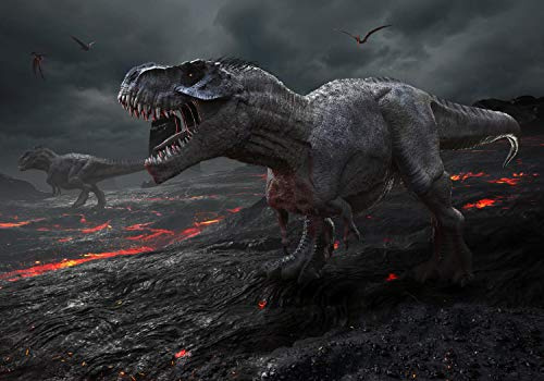 wandmotiv24 Fototapete T-Rex Dino in Lavalandschaft, S 200 x 140cm - 4 Teile, Wanddeko, Wandbild, Wandtapete, Dinosaurier Natur M6016