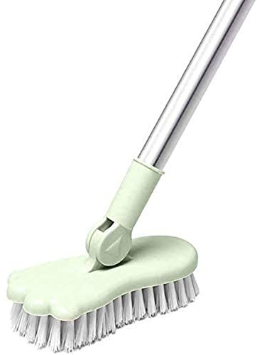 Floor Scrubbing Brush 47.2 inch with Adjustable Long Handle & Detachable 180° Rotatable Head Stiff Bristles Extensible Grout Cleaning Brush for Bathroom Tub Tile Patio Indoor Scrubber (Green)