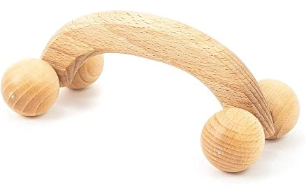 Tuuli Accessories Massage Massagegerät Rücken Nacken Schulter Massageroller Roller Ball aus Holz 18 x 7 x 6 cm