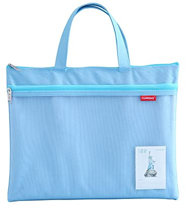 A4 Dokumententasche Zip Beutel Tragetasche Nylon Mesh Beutel Wasserdichte Doppel-Reißverschluss Klein Etiketten Schüler Büro Liefert Reisetasche Blau